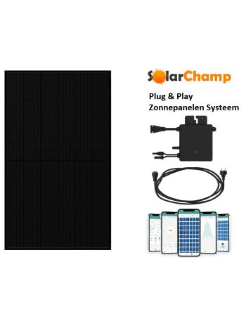 doe het zelf compleet systeem pakket met zwarte zonnepanelen en micro omvormer, plug en play zonnenpaneel systeem