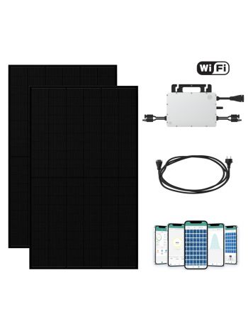 doe het zelf compleet systeem met zwarte zonnepanelen en micro omvormer plug en play pakket