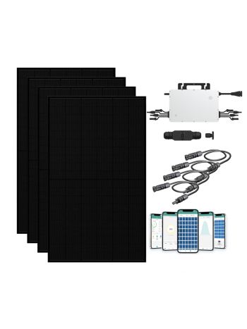 doe het zelf compleet systeem met zwarte zonnepanelen en micro omvormer plug en play pakket met stekker