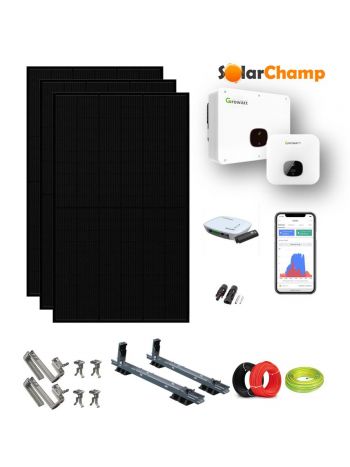 doe het zelf compleet systeem met zwarte zonnepanelen en growatt omvormer of hoymiles micro omvormer